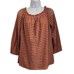 Jones New York  Bohemian Top Cut Out Over Lay sz L